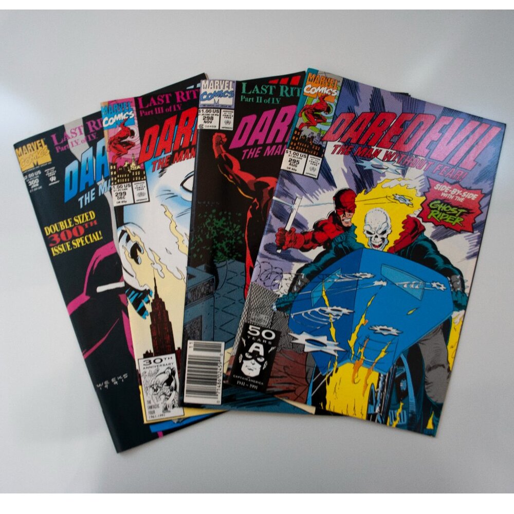 Lot 4 Daredevil The Man Without Fear Comic Books 295 298 299 300 1991 Marvel
